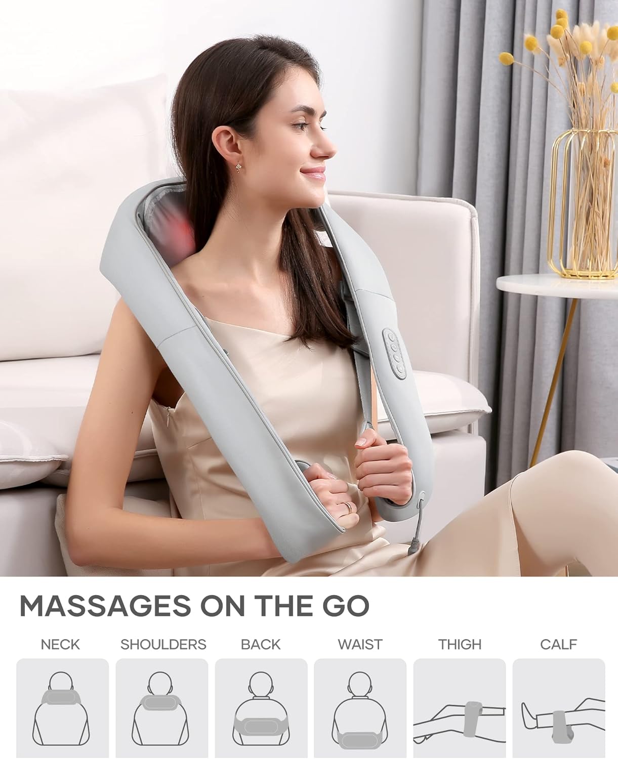 Neck Massager with Heat, Shiatsu Back Neck and Shoulder Massager, Electric Deep Tissue 4D Kneading Massage - Image 3