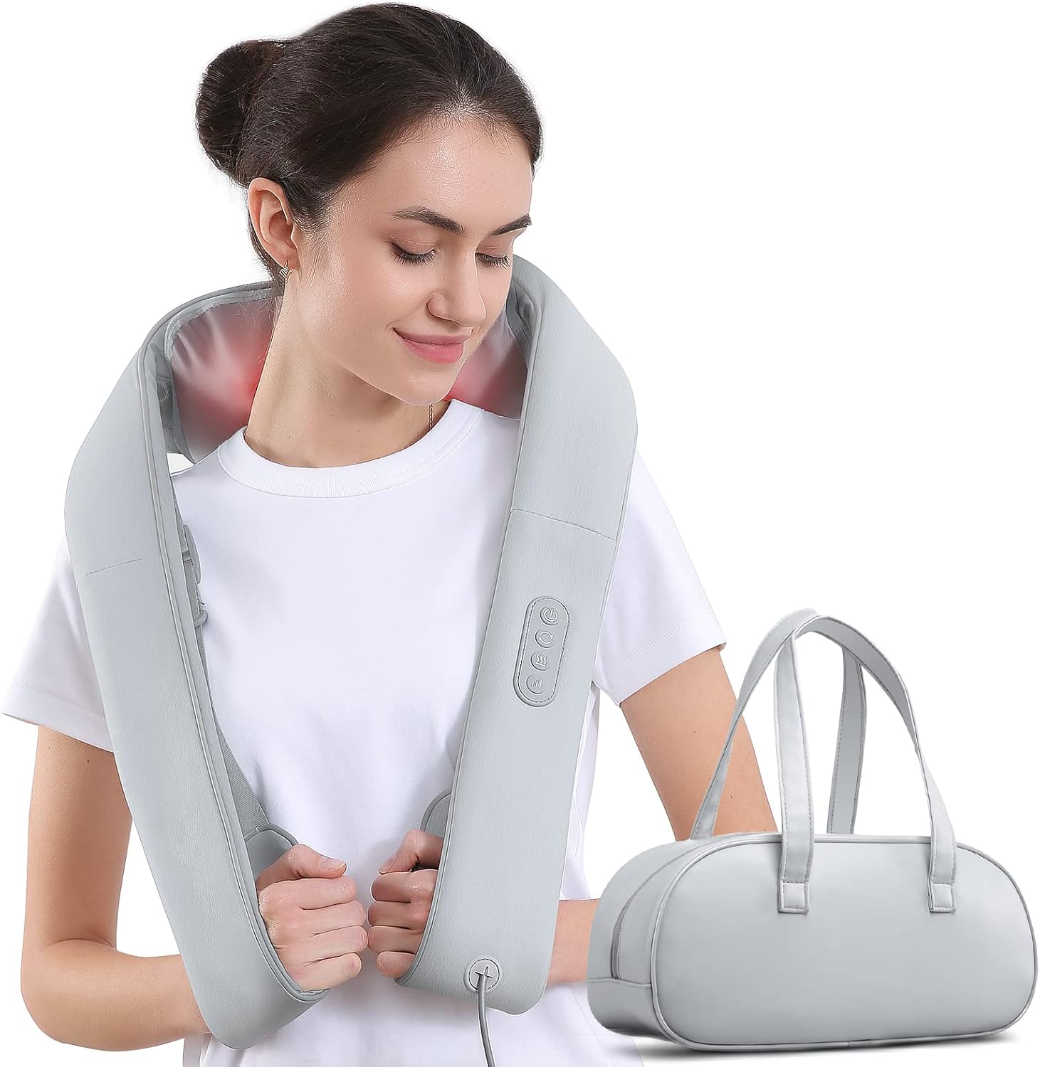 Neck Massager with Heat, Shiatsu Back Neck and Shoulder Massager, Electric Deep Tissue 4D Kneading Massage