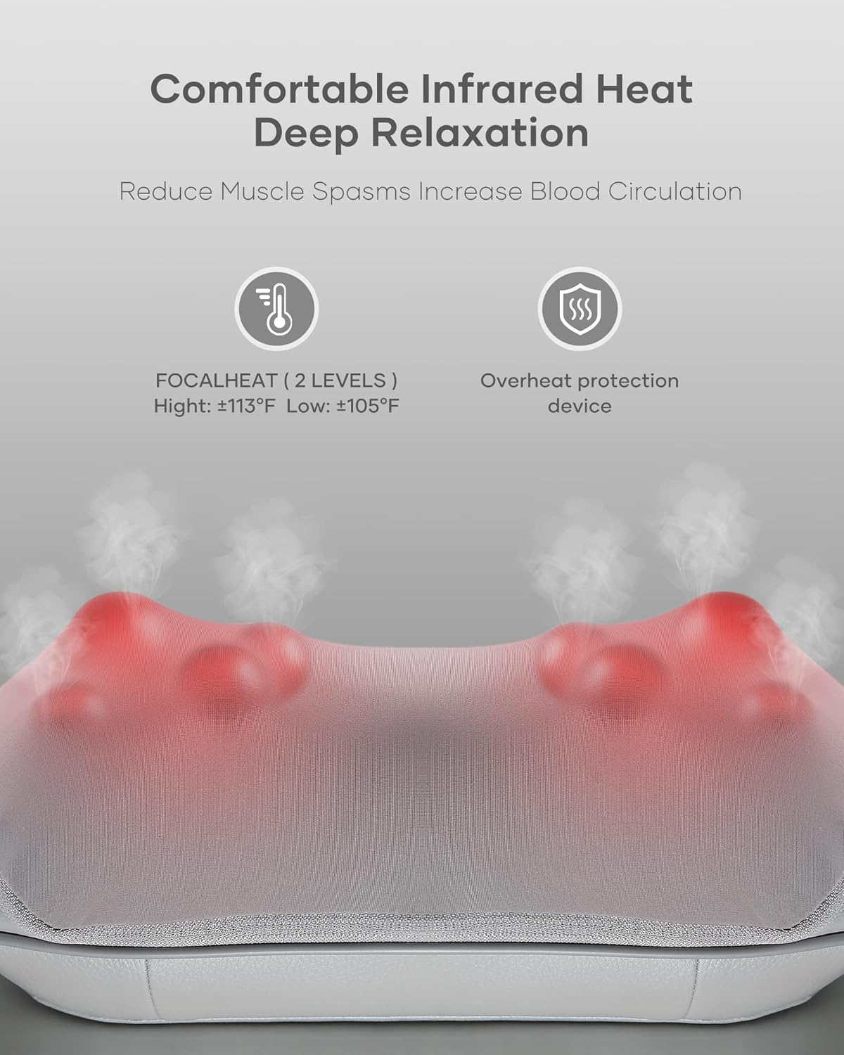 Neck Massager with Heat, Shiatsu Back Neck and Shoulder Massager, Electric Deep Tissue 4D Kneading Massage - Image 5